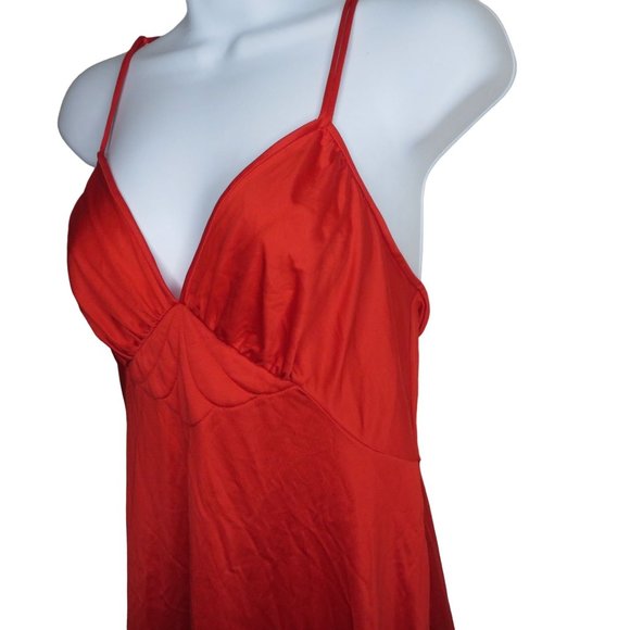 Vintage 70s Vanity Fair Full Length Satin Slip Nightgown S Red Nylon Valentines - Picture 4 of 10